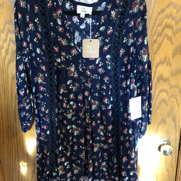 Pink Lily Navy NWT tunic size L - Picture 1 of 5